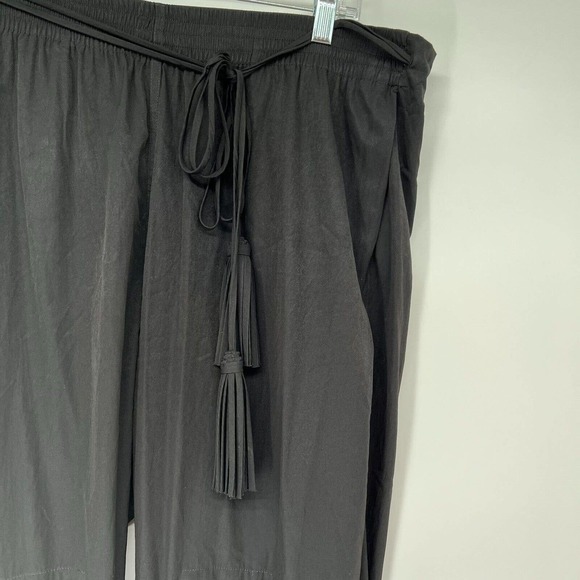 Diane Von Furstenberg Womens Pants 14 Black Crop Ankle Tassel Belted Pockets - Picture 3 of 7